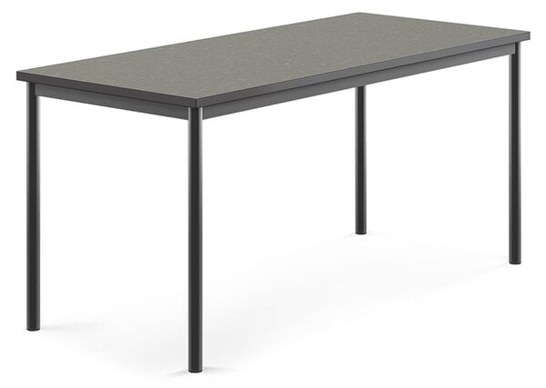 AJ Produkty Stůl SONITUS, 1600x700x720 mm, antracitově šedé nohy, deska s linoleem, tmavě šedá
