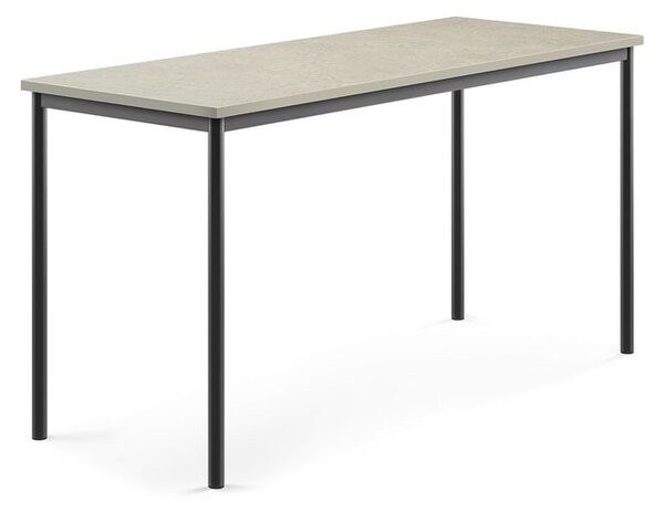 AJ Produkty Stůl SONITUS, 1800x700x900 mm, antracitově šedé nohy, deska s linoleem, šedá