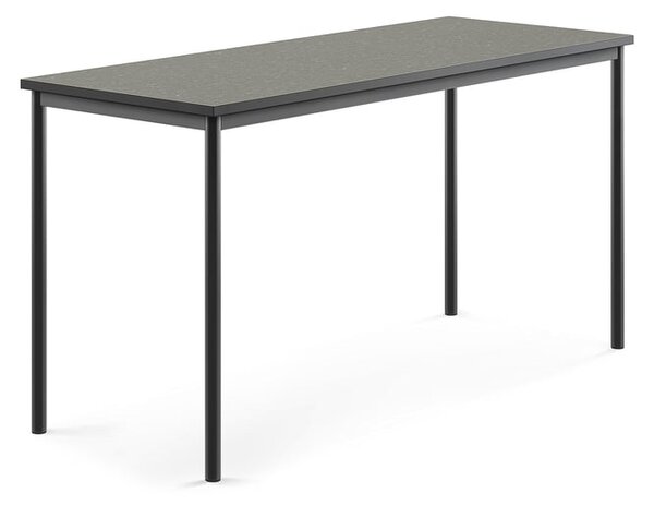 AJ Produkty Stůl SONITUS, 1800x700x900 mm, antracitově šedé nohy, deska s linoleem, tmavě šedá