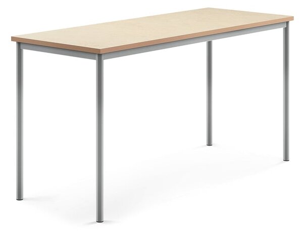 AJ Produkty Stůl SONITUS, 1800x700x900 mm, stříbrné nohy, deska s linoleem, béžová