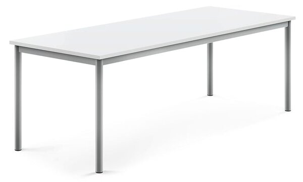 AJ Produkty Stůl BORÅS, 1800x700x600 mm, stříbrné nohy, HPL deska, bílá