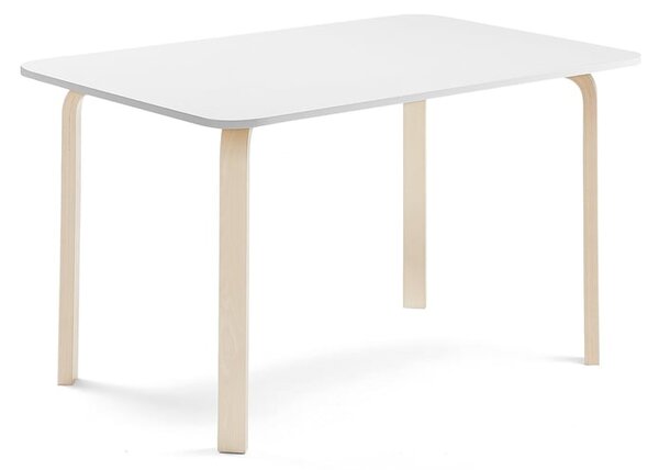AJ Produkty Stůl ELTON, 1400x800x710 mm, bříza, akustická HPL deska, bílá