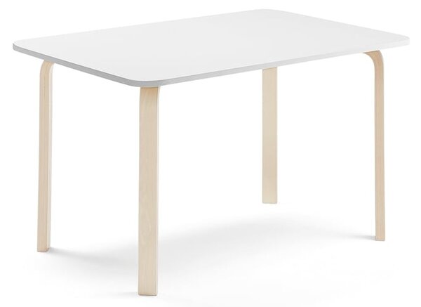 AJ Produkty Stůl ELTON, 1400x700x710 mm, bříza, akustická HPL deska, bílá