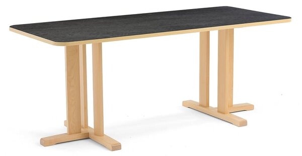 AJ Produkty Stůl KUPOL, 1800x800x720 mm, obdélník, akustické linoleum, bříza/tmavě šedá