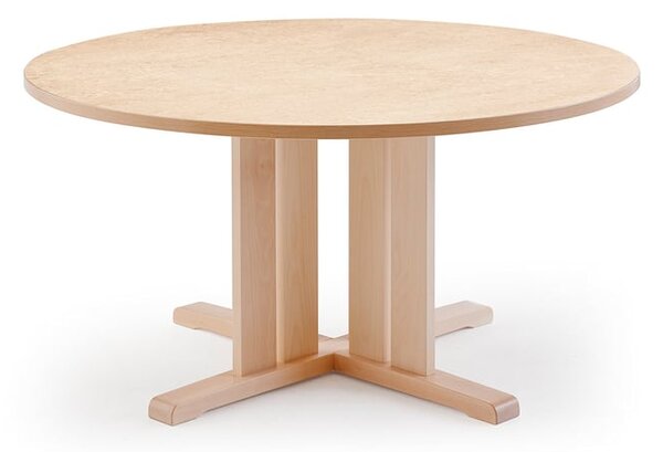 AJ Produkty Stůl KUPOL, Ø1200x720 mm, akustické linoleum, bříza/béžová