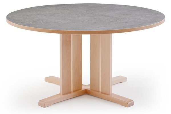 AJ Produkty Stůl KUPOL, Ø1200x720 mm, akustické linoleum, bříza/šedá