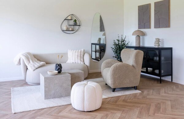 Nordic Living Bílo-hnědý vlněný koberec Sura 160 x 230 cm