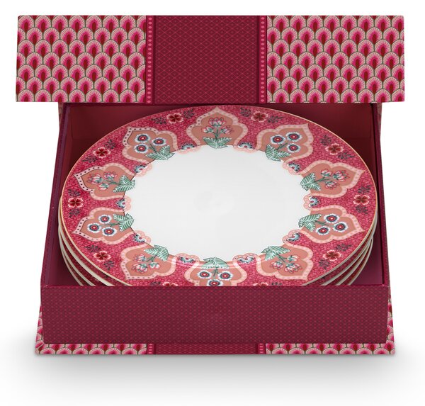 Pip Studio Flower Festival Oriental sada 4 kusů talířů Ø21cm, růžová (POŠKOZENÝ DÁRKOVÝ BOX) (Luxusní dárkové balení 4 kusů talířů (POŠKOZENÝ DÁRKOVÝ BOX))