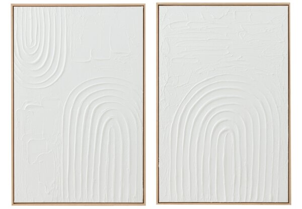Set dvou bílých abstraktních obrazů J-line Dully 90 x 60 cm