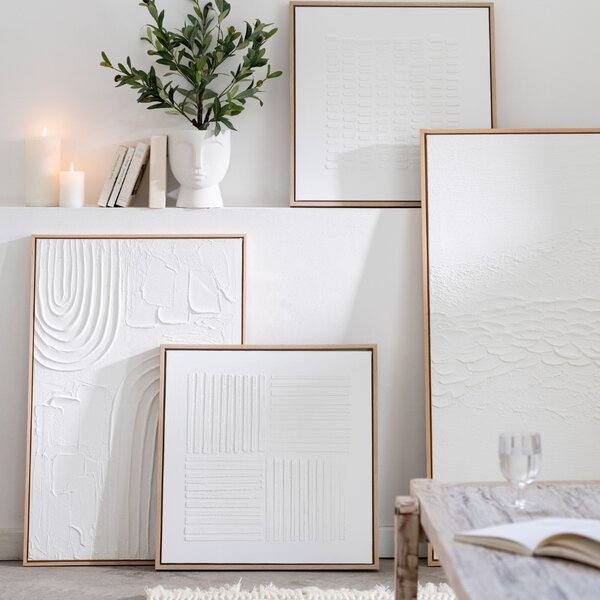 Set dvou bílých abstraktních obrazů J-line Dully 90 x 60 cm