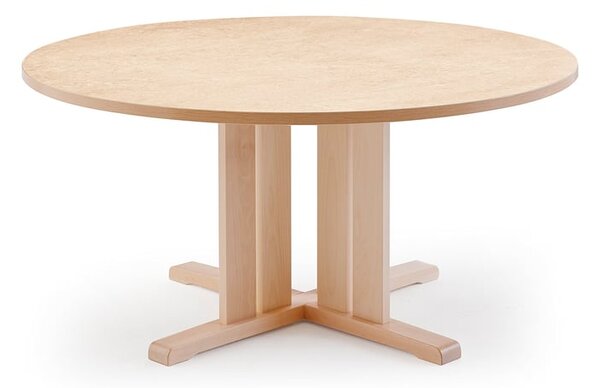AJ Produkty Stůl KUPOL, Ø1300x720 mm, akustické linoleum, bříza/béžová