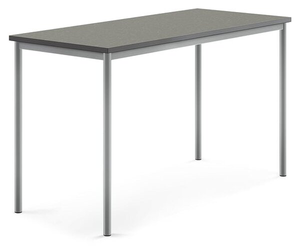AJ Produkty Stůl SONITUS, 1600x700x900 mm, stříbrné nohy, deska s linoleem, tmavě šedá
