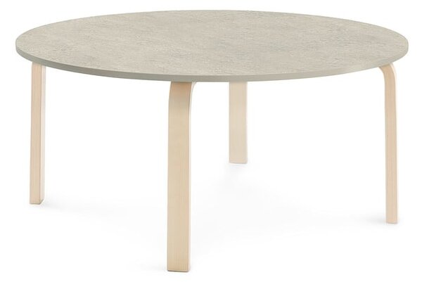 AJ Produkty Stůl ELTON, Ø 1200x530 mm, bříza, akustické linoleum, šedá