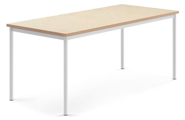 AJ Produkty Stůl SONITUS, 1800x800x720 mm, bílé nohy, deska s linoleem, béžová