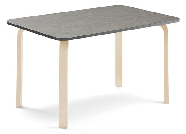 AJ Produkty Stůl ELTON, 1200x600x640 mm, bříza, akustické linoleum, tmavě šedá