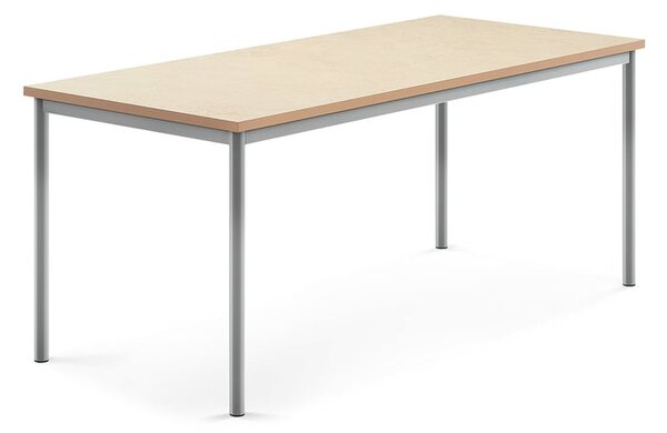 AJ Produkty Stůl SONITUS, 1800x800x720 mm, stříbrné nohy, deska s linoleem, béžová