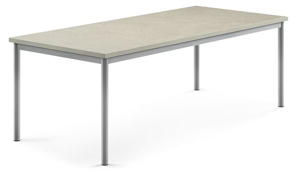 AJ Produkty Stůl SONITUS, 1800x800x600 mm, stříbrné nohy, deska s linoleem, šedá