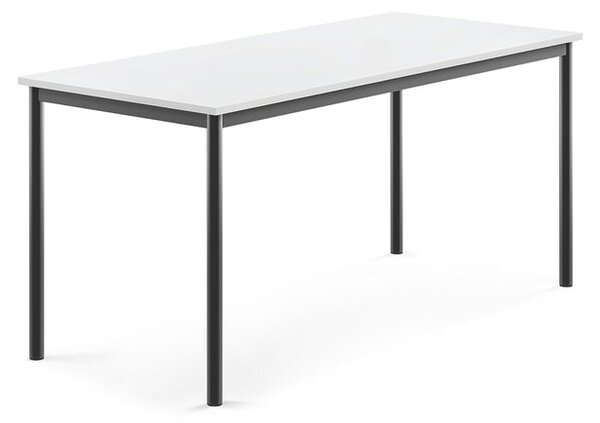 AJ Produkty Stůl BORÅS, 1600x700x720 mm, antracitově šedé nohy, HPL deska, bílá