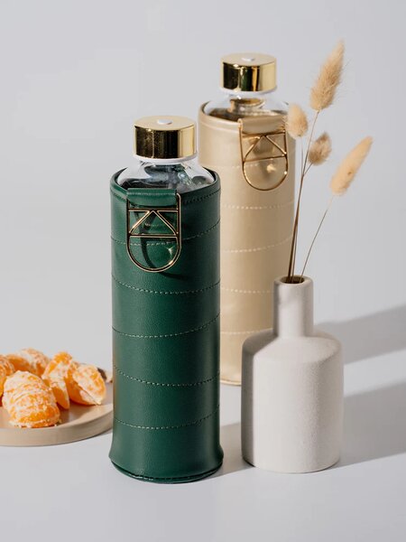 Skleněná lahev s obalem z umělé kůže EQUA Forest Green 750 ml