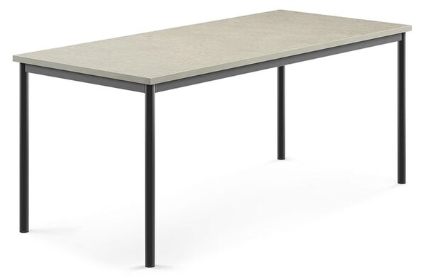 AJ Produkty Stůl SONITUS, 1800x800x720 mm, antracitově šedé nohy, deska s linoleem, šedá