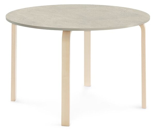 AJ Produkty Stůl ELTON, Ø 1200x710 mm, bříza, akustické linoleum, šedá