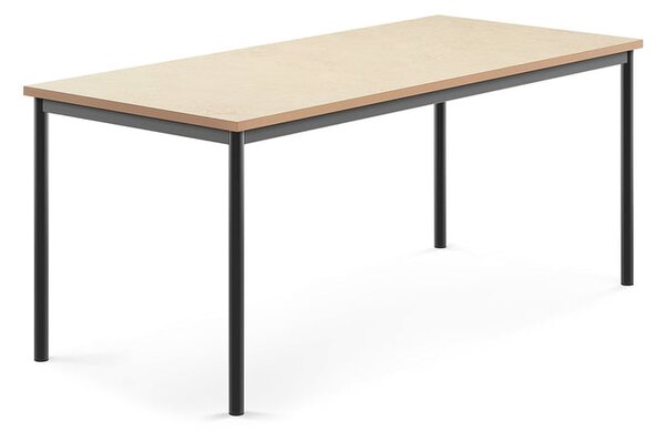 AJ Produkty Stůl SONITUS, 1800x800x720 mm, antracitově šedé nohy, deska s linoleem, béžová