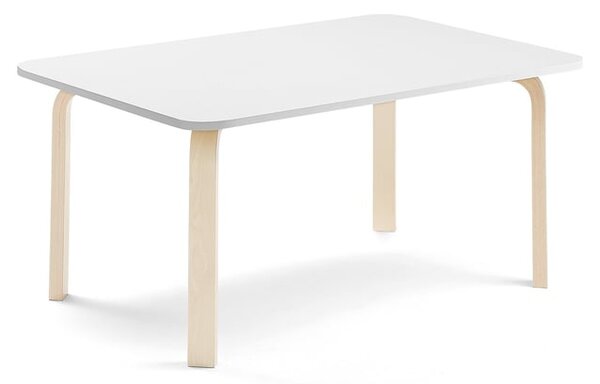 AJ Produkty Stůl ELTON, 1200x600x530 mm, bříza, akustická HPL deska, bílá