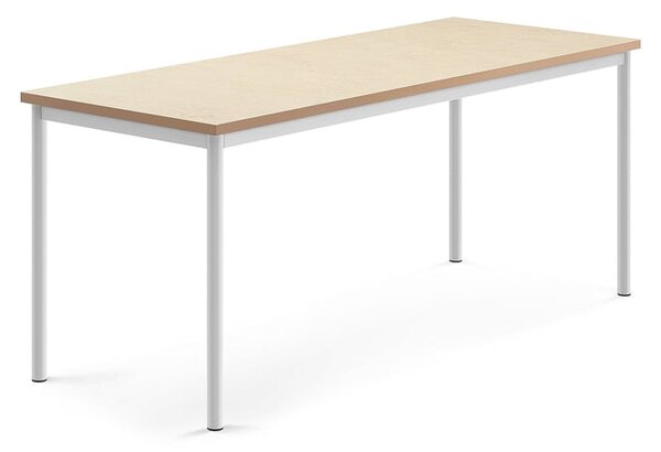 AJ Produkty Stůl SONITUS, 1800x700x720 mm, bílé nohy, deska s linoleem, béžová