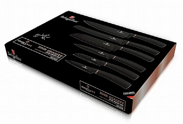Sada nožů s nepřilnavým povrchem 6 ks Black Rose Collection