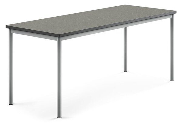 AJ Produkty Stůl SONITUS, 1800x700x720 mm, stříbrné nohy, deska s linoleem, tmavě šedá