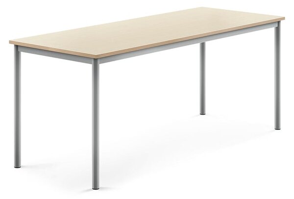 AJ Produkty Stůl BORÅS, 1800x700x720 mm, stříbrné nohy, HPL deska, bříza