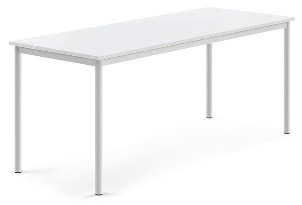 AJ Produkty Stůl BORÅS, 1800x700x720 mm, bílé nohy, HPL deska, bílá