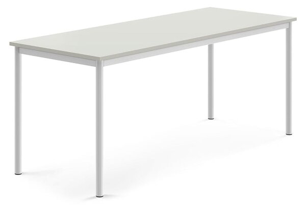 AJ Produkty Stůl BORÅS, 1800x700x720 mm, bílé nohy, HPL deska, šedá