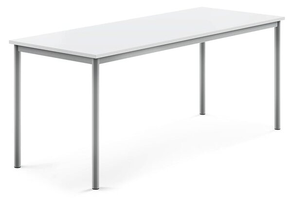 AJ Produkty Stůl BORÅS, 1800x700x720 mm, stříbrné nohy, HPL deska, bílá