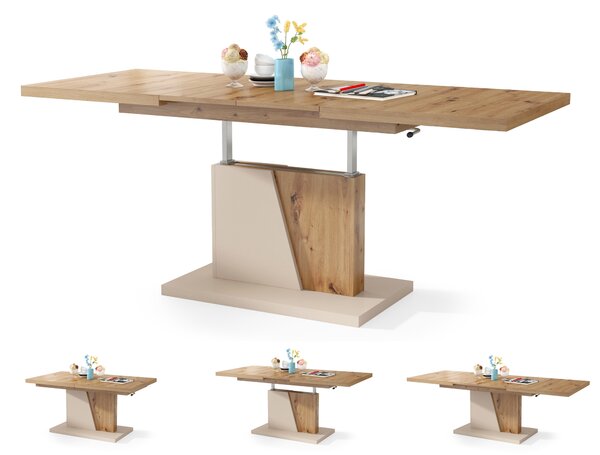 Mazzoni GRAND NOIR Dub Artisan/Béžový - MODERNÍ ROZKLÁDACÍ STOLEK SE ZVEDACÍ DESKOU