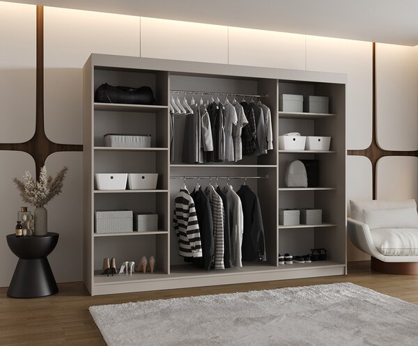 Šatní skřín s posuvnými dveřmi BAHRAJN 3 250cm kašmírová