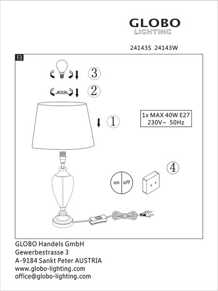 STOLNÍ LAMPA, E27, 38/66 cm Globo - Online Only svítidla, Online Only