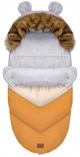 Fusak do kočárku TEDDY PRO V-LINE - pastelový oranžový/béžový/šedý
