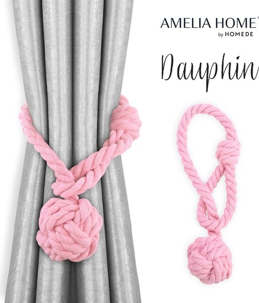 AmeliaHome Sada úvazů na závěs DAUPHIN 2 ks pudrově růžová