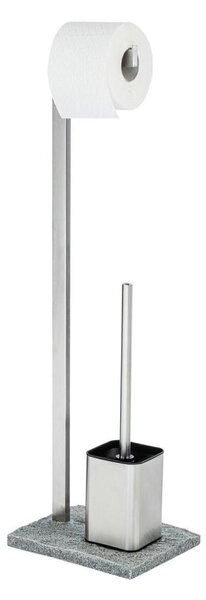 WENKO 20604100 - WC štětka GRANIT 23x73,5 cm nerez/satin/šedá