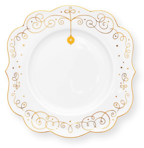Pip Studio Royal Winter talíř Ø17, bílý (krásný porcelánový talíř)