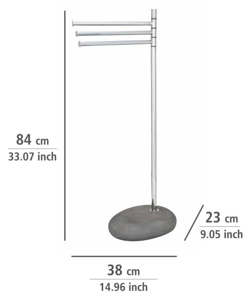 WENKO 19493100 - Stojan na ručníky PEBBLE STONE 38x84 cm lesk. chrom/šedá
