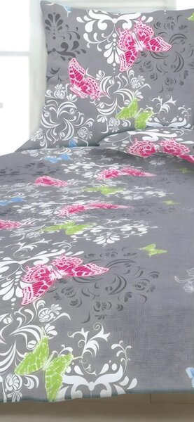 Povlečení bavlněné Butterfly garden TiaHome - 1x Polštář 90x70cm, 1x Přikrývka 140x200cm