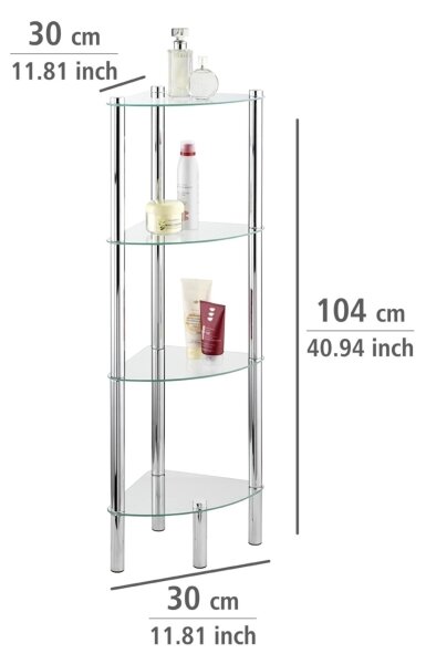 WENKO 15852100 - Regál YAGO 30x104 cm nerez/stříbrná/čirá