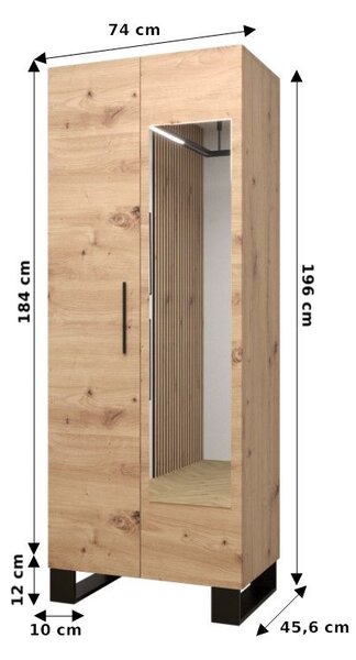 Předsíňová sestava Amanda 13 (dub artisan + černá ekokůže)