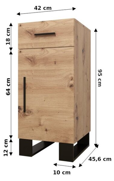 Předsíňová sestava Amanda 1 (dub artisan + černá ekokůže)