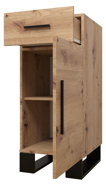 Předsíňová sestava Amanda 1 (dub artisan + černá ekokůže)