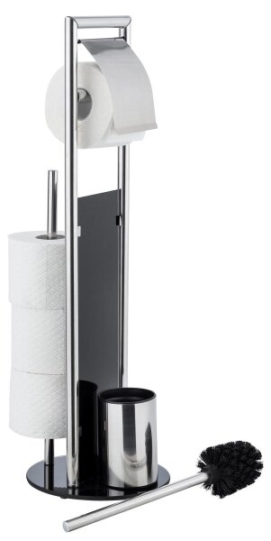 WENKO 24075800 - WC set RAVINA 20x707 cm nerez/stříbrná/černá