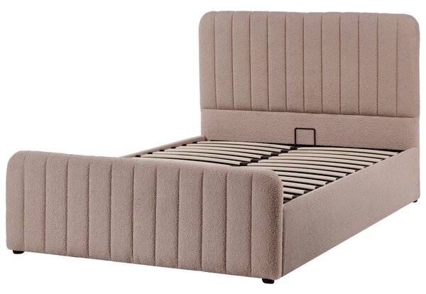 Postel s úložným prostorem LUNAN Buklé Taupe 120 x 200 cm