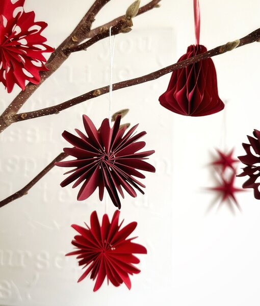 Noordliving Papírová ozdoba Simple Snowflake - Wine Red NL139